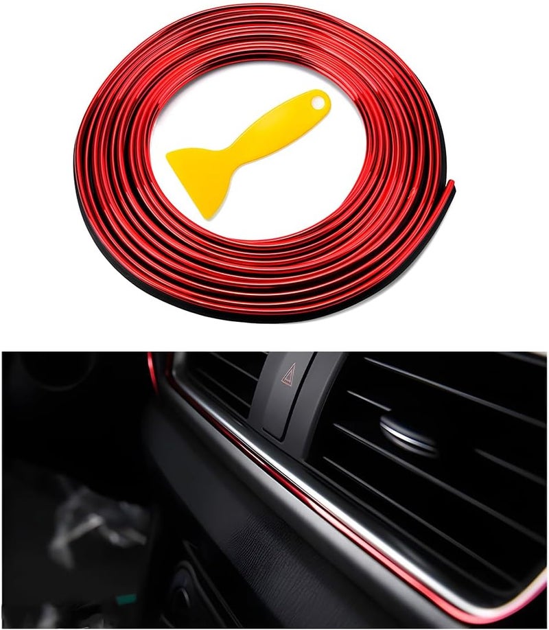 Yourkar Car Interior Trim Strips, 16.4ft Auto Decoration Styling Door Dashboard, DIY Vehicle Interior Filler Insert Flexible Strip with Installing Tool, Univeral Car Accessories (Red) - Image 1